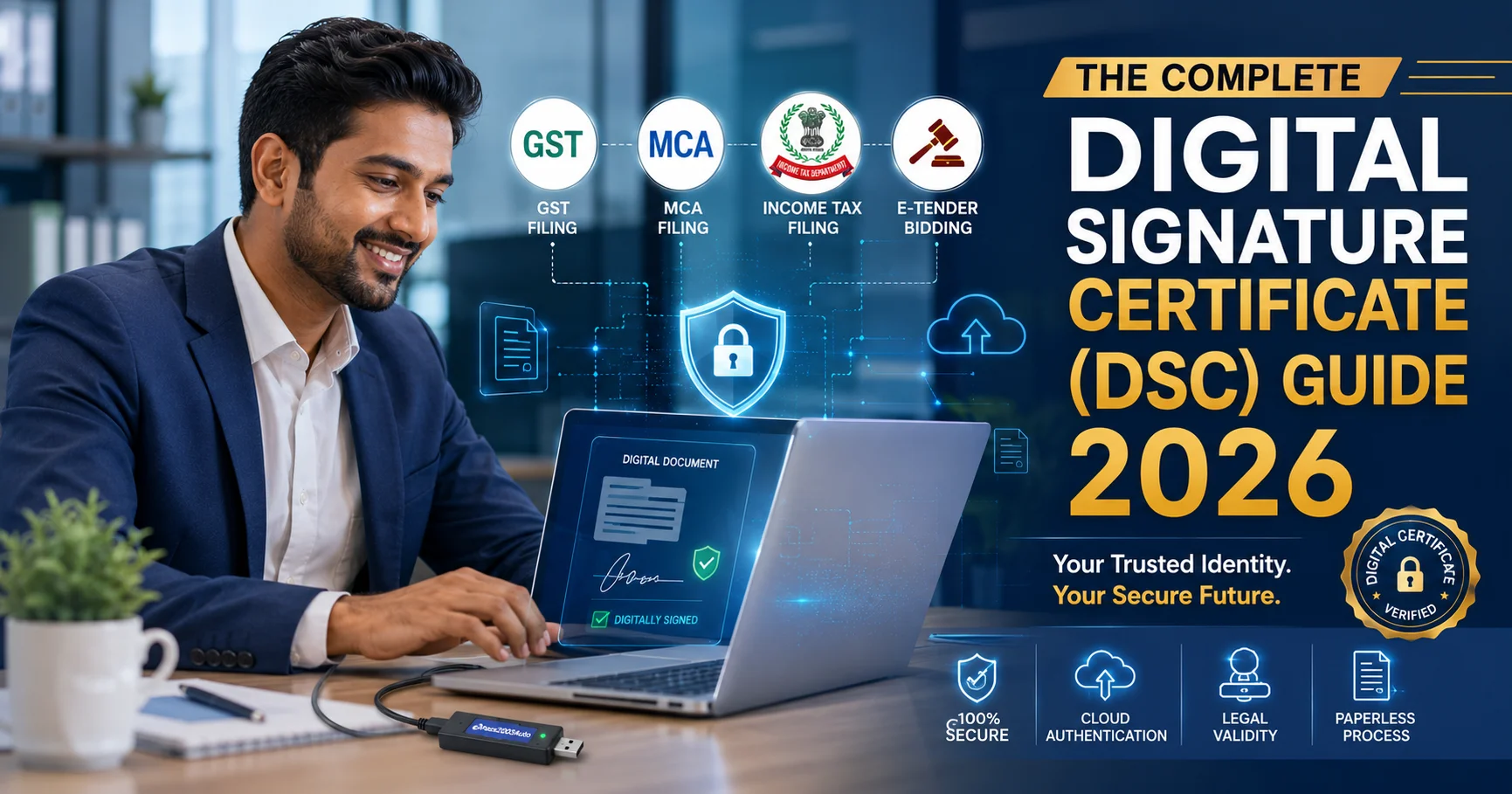 Digital Signature Certificate DSC application process for GST MCA Income Tax and e-tender filings in India