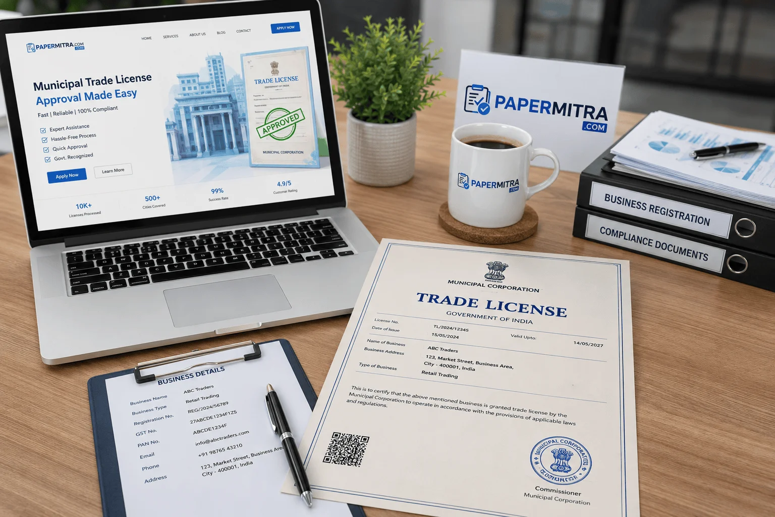 Trade License Registration application process for businesses and shops in India with municipal approval documents